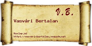 Vasvári Bertalan névjegykártya